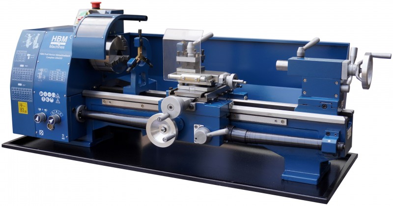 HBM metaldrejebænk 250 x 550 mm Norton, 750 W, 230 V, 26 mm spindelboring, køleanlæg, 6 trin