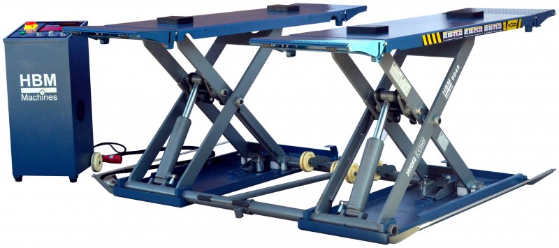 HBM 3 Ton Professionel Elektrisk Autoløftebro Dækbro 400V 2200W 3000 kg 176 cm 45 s