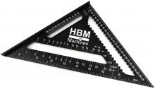 HBM 305 mm aluminium gradendriehoek, blokhaak en meetdriehoek - 90° - zwart HBM 305 mm aluminium gradendriehoek, blokhaak en meetdriehoek - 90° - zwart