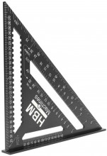 HBM 305 mm aluminium gradendriehoek, blokhaak en meetdriehoek - 90° - zwart