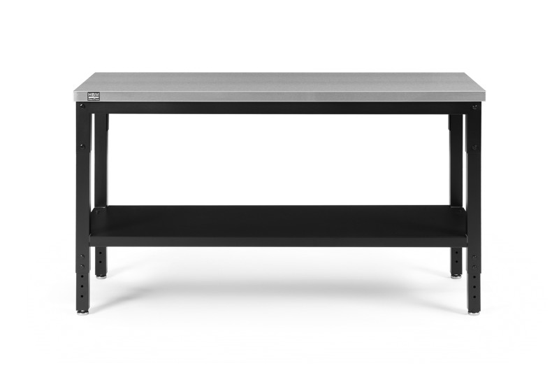 HBM RVS arbejdsbænk 152 cm x 61 cm, højde 91,1 cm, bæreevne 150 kg. HBM RVS arbejdsbænk 152 cm x 61 cm, højde 91,1 cm, bæreevne 150 kg.