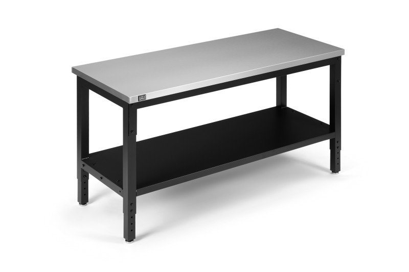 HBM RVS arbejdsbænk 152 cm x 61 cm, højde 91,1 cm, bæreevne 150 kg. HBM RVS arbejdsbænk 152 cm x 61 cm, højde 91,1 cm, bæreevne 150 kg.