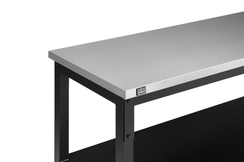 HBM RVS arbejdsbænk 152 cm x 61 cm, højde 91,1 cm, bæreevne 150 kg. HBM RVS arbejdsbænk 152 cm x 61 cm, højde 91,1 cm, bæreevne 150 kg.
