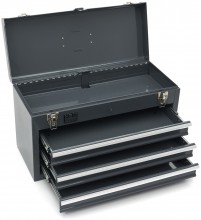 HBM gereedschapskist met 3 laden - grijs, 52 x 21,8 x 30 cm, draagvermogen 25 kg