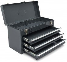 HBM gereedschapskist met 3 laden - grijs, 52 x 21,8 x 30 cm, draagvermogen 25 kg