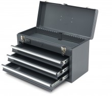 HBM gereedschapskist met 3 laden - grijs, 52 x 21,8 x 30 cm, draagvermogen 25 kg