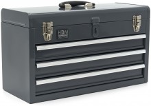 HBM gereedschapskist met 3 laden - grijs, 52 x 21,8 x 30 cm, draagvermogen 25 kg