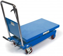 HBM verrijdbare werktafel/heftafel blauw 350 kg, 97 cm hoog