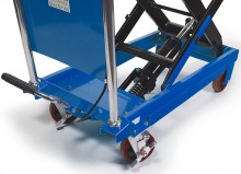HBM verrijdbare werktafel/heftafel blauw 350 kg, 97 cm hoog