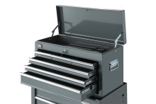 HBM gereedschapswagen met opzetkast, grijs, model 2, 14 laden, 4 wielen, 61,6 x 33 x 106,4 cm