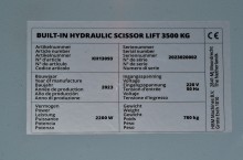 HBM Inbouw Hydraulische Schaarhefbrug met Pneumatische Ontgrendeling 3500 kg, 230V, 2200W
