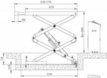 HBM Inbouw Hydraulische Schaarhefbrug met Pneumatische Ontgrendeling 3500 kg, 230V, 2200W
