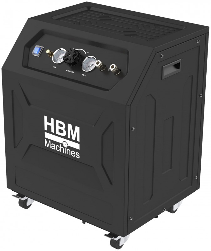 HBM stille compressor 35 liter low noise 10 bar 850W 230V 60 dB olievrij
