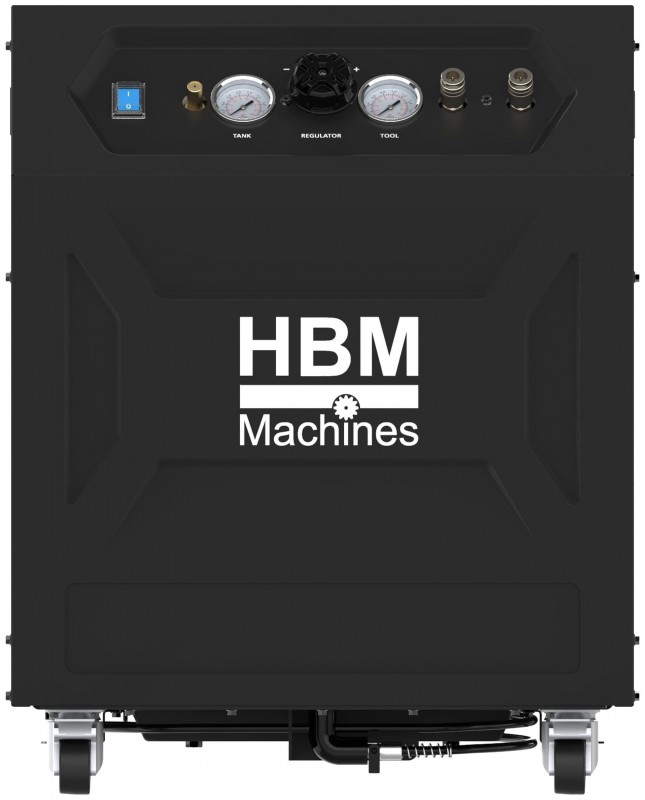 HBM stille compressor 35 liter low noise 10 bar 850W 230V 60 dB olievrij
