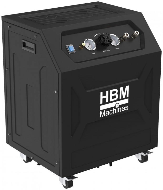 HBM stille compressor 35 liter low noise 10 bar 850W 230V 60 dB olievrij

