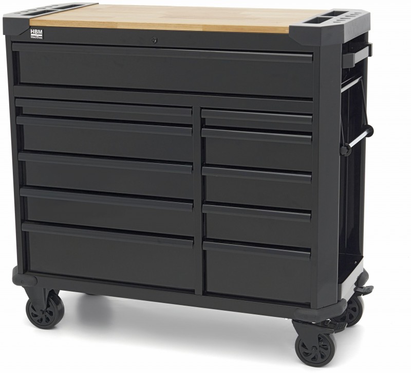 HBM gereedschapswagen 11 laden 109 cm zwart met slot, werkblad, 4 wielen, 400 kg
HBM gereedschapswagen 11 laden 109 cm zwart met slot, werkblad, 4 wielen, 400 kg
