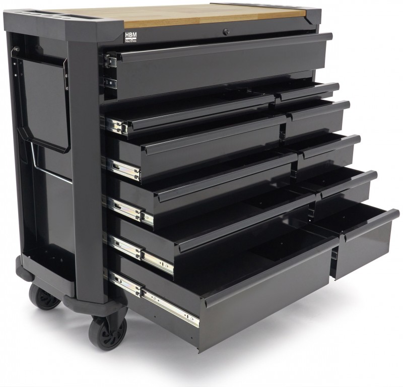 HBM gereedschapswagen 11 laden 109 cm zwart met slot, werkblad, 4 wielen, 400 kg
HBM gereedschapswagen 11 laden 109 cm zwart met slot, werkblad, 4 wielen, 400 kg