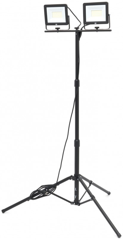 HBM dubbele LED bouwlamp met statief 50W 4700 lm 5000K IP65 aluminium zwart
