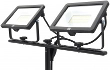 HBM dubbele LED bouwlamp met statief 50W 4700 lm 5000K IP65 aluminium zwart
