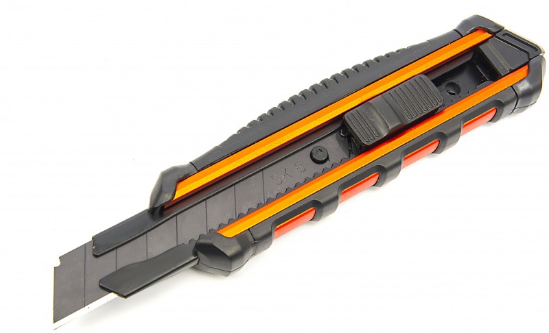 HBM universeel aluminium afbreekmes 18 mm met soft grip, uitschuifbaar
