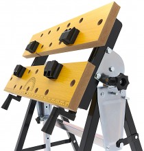 HBM draagbare werkbank inklapbaar, in hoogte verstelbaar en kantelbaar werkblad, hout, 150 kg, 60,5 x 64 x 85,5 cm