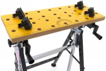 HBM draagbare werkbank inklapbaar, in hoogte verstelbaar en kantelbaar werkblad, hout, 150 kg, 60,5 x 64 x 85,5 cm
