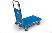 HBM verrijdbare heftafel werktafel 150 kg blauw, wielen 100 mm, 83,4 x 45 x 93,5 cm