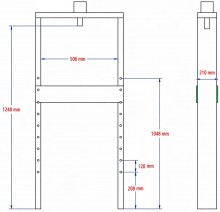 HBM werkplaatspers 20 ton, slag 185 mm, bereik 28-988 mm, 108,8 kg, blauw