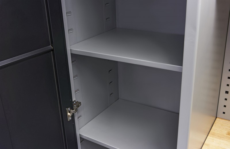 HBM Professional Deluxe modulair werkplaatssysteem 16-delig, staal/houten werkblad, zwart/blauw, 405 x 51 x 204 cm HBM Professional Deluxe modulair werkplaatssysteem 16-delig, staal/houten werkblad, zwart/blauw, 405 x 51 x 204 cm