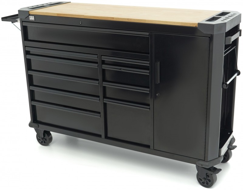 HBM gereedschapswagen 10 laden 147 cm zwart met werkblad, slot, deur, 4 wielen, 450 kg
HBM gereedschapswagen 10 laden 147 cm zwart met werkblad, slot, deur, 4 wielen, 450 kg