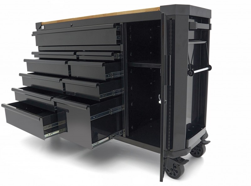 HBM gereedschapswagen 10 laden 147 cm zwart met werkblad, slot, deur, 4 wielen, 450 kg
HBM gereedschapswagen 10 laden 147 cm zwart met werkblad, slot, deur, 4 wielen, 450 kg