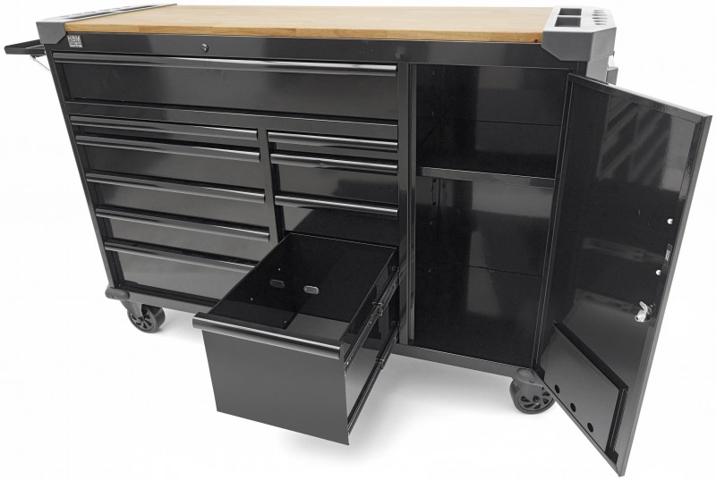 HBM gereedschapswagen 10 laden 147 cm zwart met werkblad, slot, deur, 4 wielen, 450 kg
HBM gereedschapswagen 10 laden 147 cm zwart met werkblad, slot, deur, 4 wielen, 450 kg