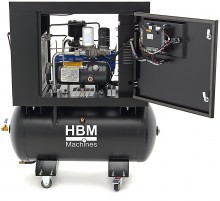 HBM Schroefcompressor 5 pk met 160 liter luchttank