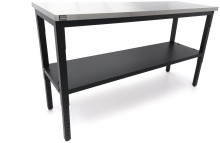 HBM RVS werkbank 182 cm, 1000 kg draagvermogen, 61 cm breed, 91,1 cm hoog, zwart, niet verrijdbaar