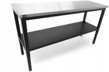 HBM RVS werkbank 182 cm, 1000 kg draagvermogen, 61 cm breed, 91,1 cm hoog, zwart, niet verrijdbaar