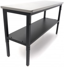 HBM RVS werkbank 182 cm, 1000 kg draagvermogen, 61 cm breed, 91,1 cm hoog, zwart, niet verrijdbaar