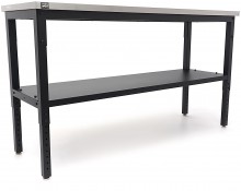 HBM RVS werkbank 182 cm, 1000 kg draagvermogen, 61 cm breed, 91,1 cm hoog, zwart, niet verrijdbaar