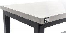 HBM RVS werkbank 182 cm, 1000 kg draagvermogen, 61 cm breed, 91,1 cm hoog, zwart, niet verrijdbaar