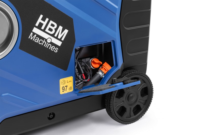 HBM inverter generator 327 cc benzinmotor 230V 6500W elektrisk start, kørtbar, 3 stikkontakter, USB-A/USB-C HBM inverter generator 327 cc benzinmotor 230V 6500W elektrisk start, kørtbar, 3 stikkontakter, USB-A/USB-C