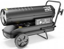 HBM mobil rund dieselvarmer 30.000 W, termostat, 38 l tank, 750 m³/h, sort.