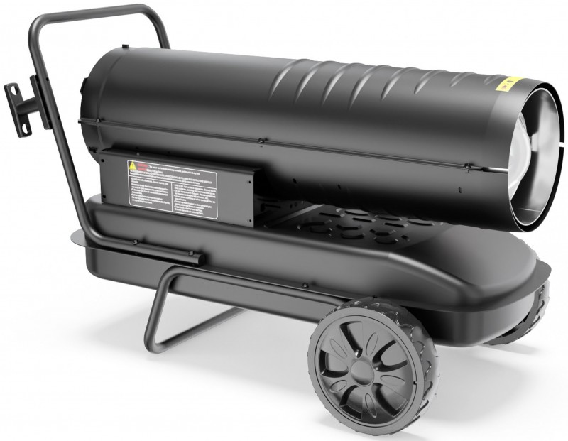 HBM mobil rund dieselvarmer 30.000 W, termostat, 38 l tank, 750 m³/h, sort.