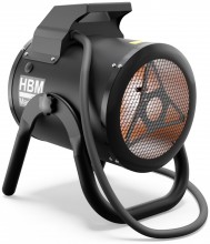 HBM elektrisk heater 2500-5000 Watt 400 Volt 5 kW med termostat, 3 trin, 320 m³/h.