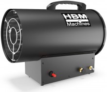 HBM gasvarmer 15000 W, 300 m³/h, 2 trin, stålplade, grå.