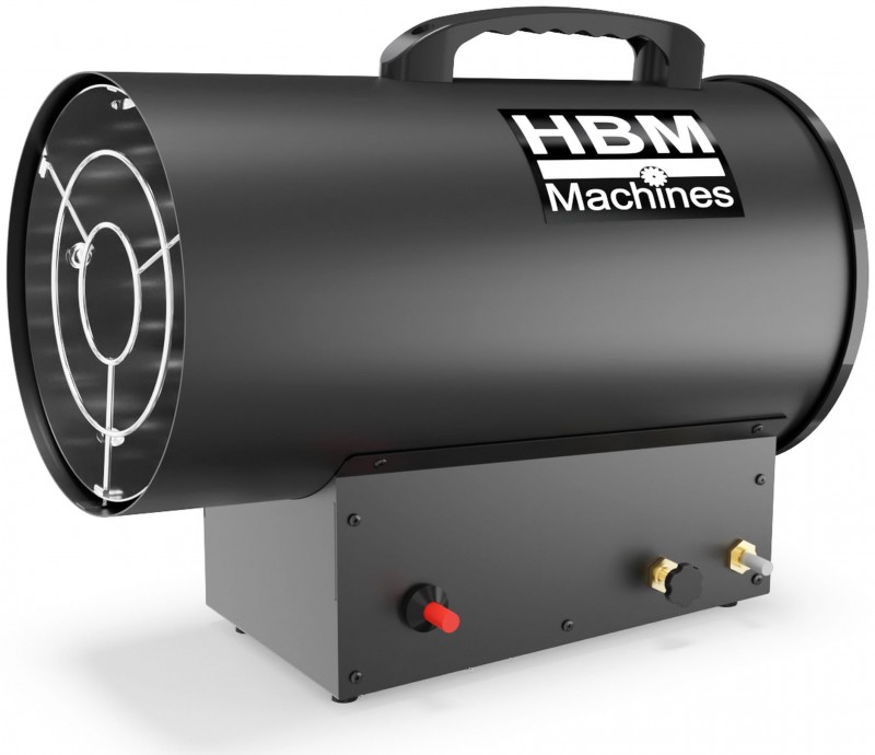 HBM gasvarmer 15000 W, 300 m³/h, 2 trin, stålplade, grå.