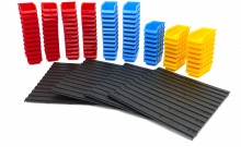 HBM gereedschapswand met 96 opbergbakken, 100-delig, 3 maten, achterwand 15 mm, max. belasting 135 kg