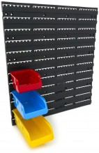 HBM gereedschapswand met 96 opbergbakken, 100-delig, 3 maten, achterwand 15 mm, max. belasting 135 kg