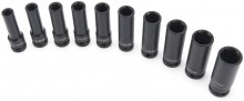 HBM 10-delige diepe krachtdoppenset 1/2 inch metrische zeskant met opbergkoffer