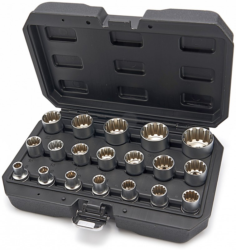 HBM 1/2 inch Multilock Doppenset 19-delig 8 tot 32 mm