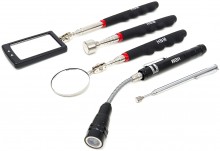 HBM magneetgereedschappenset 5-delig met LED lamp, spiegels en pick-up magneten HBM magneetgereedschappenset 5-delig met LED lamp, spiegels en pick-up magneten