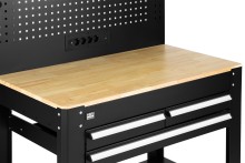 HBM werkbank 114 cm met 3 laden, kastenwand en achterwand, zwart